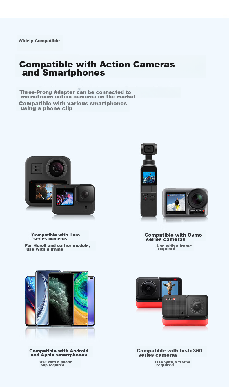 TELESIN Compatible with DJI Action 5 Pro, 4 Helmet Chin Mount, Osmo360 Motorcycle Helmet Mount, GoPro Ace Pro 2 Action Camera Motorcycle Mount 6