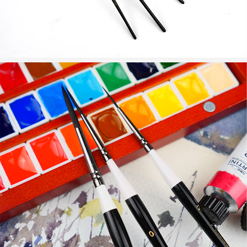 MAIRTINI Black Swan Watercolor Liner Brush, Art-Specific Painting Brush, Nylon Ultra-Fine Pigment Brush, Black, 1097 Series, 5-Piece Set MTX-0024 5