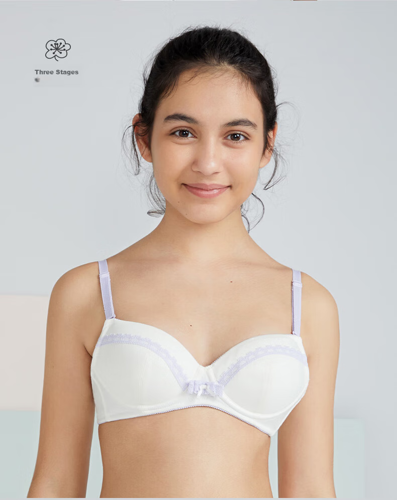 Aimer Junior First Stage Student Milk Skin Vest, Girls' Puberty Vest-Style Underwear Bra, First Stage Off-White, Size 170 18