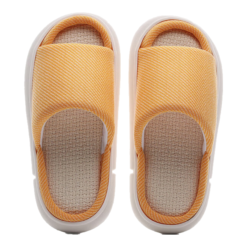 GUOLUOFEI Linen Slippers for Men And Women, All-Season Couple Indoor Non-Slip Cotton Linen Floor Sandals, Yellow, Size 36/37