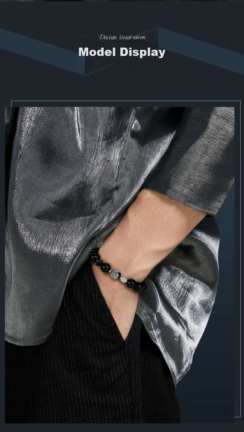 GLTEN Obsidian Men's Bracelet with Lucky Beads, Luxurious High-End Birthday Gift for Boyfriend Or Husband 7