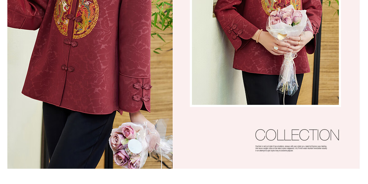 Yuzhaolin Mom's New Year Red Coat Spring and Autumn Middle-aged and Elderly Women's Windbreaker Short Jacket Y243U2016 18