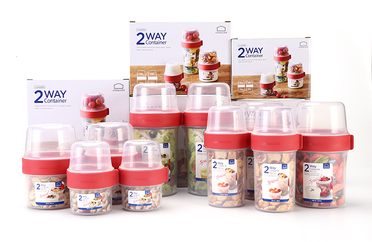 LOCK&LOCK Children's Snack Storage Container, Double-Layer Multi-Purpose Plastic Sealed Lunch Box, Compartmentalized Fruit Refrigerator Storage Box, 2-Piece Set 20