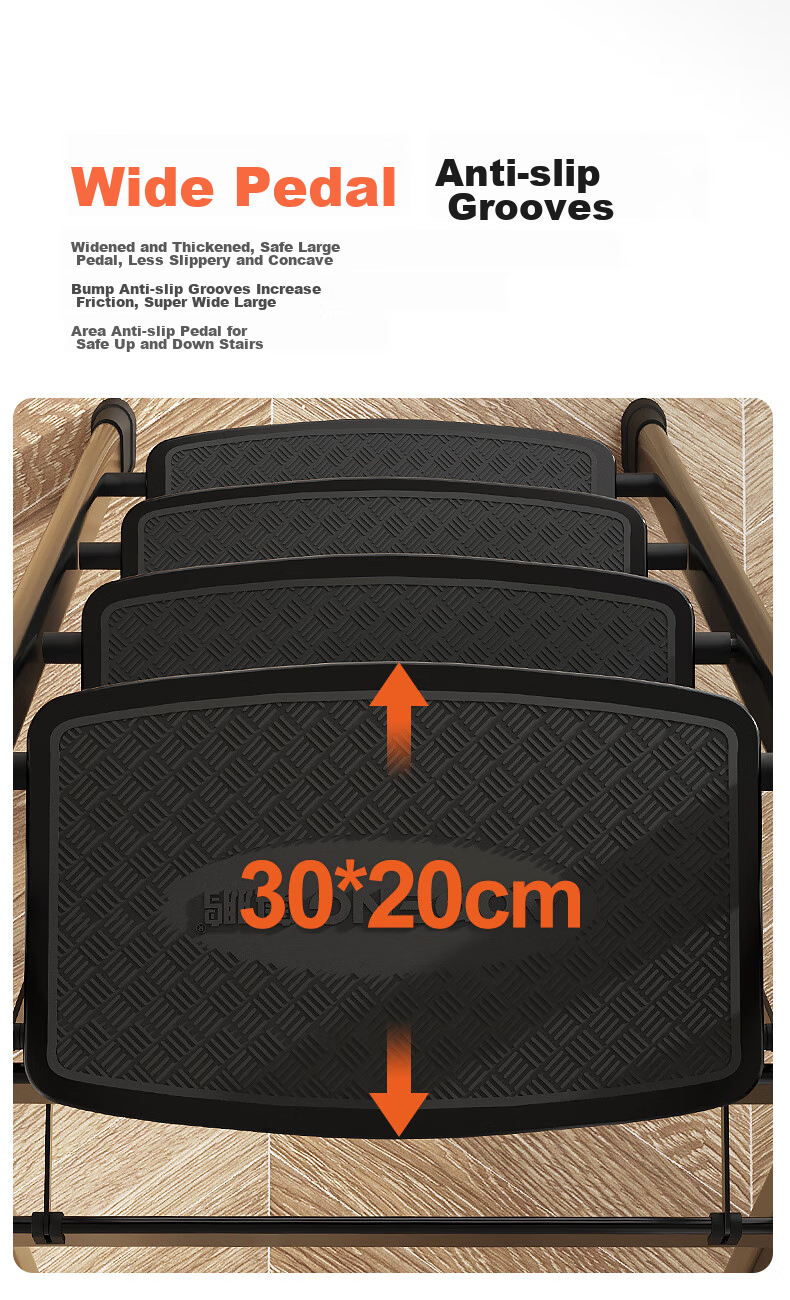 AOPENG Folding Ladder for Home Use, Four Steps Thickened Carbon Steel Wide Tread A-Frame Ladder Engineering Single-Sided Handrail Ladder 1264ST 5