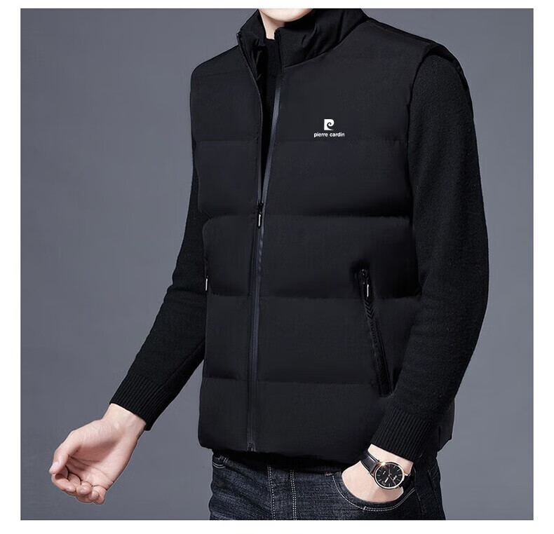 Pierre Cardin Men's Cotton Vest Autumn Winter Jacket Sleeveless Casual Warm Half-Sleeve Top Black 2XL 3