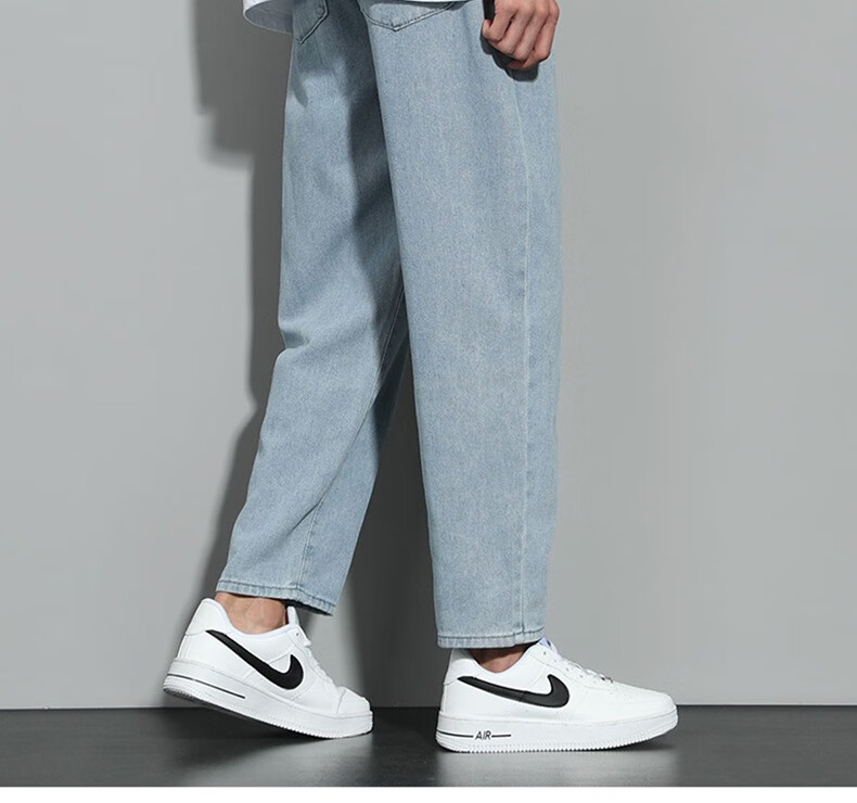 Dingfengbaoluo Men's Jeans, Summer Loose Fit, High Street Trendy Brand, Straight-Leg Casual Nine-Tenths Pants, 868 Light Blue, Size S 6
