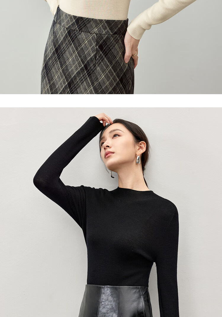 Sentubila Autumn Base Layer Simple Elegant Knit Sweater for Women, Stylish And Youthful Top 11