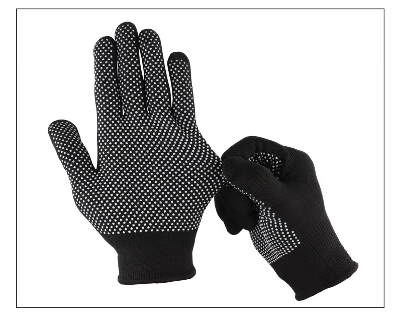 Golmud Work Gloves, Non-Slip Dotted Grip, 12 Pairs Black, Thickened Wear-Resistant Comfortable Driving Breathable ST530 14