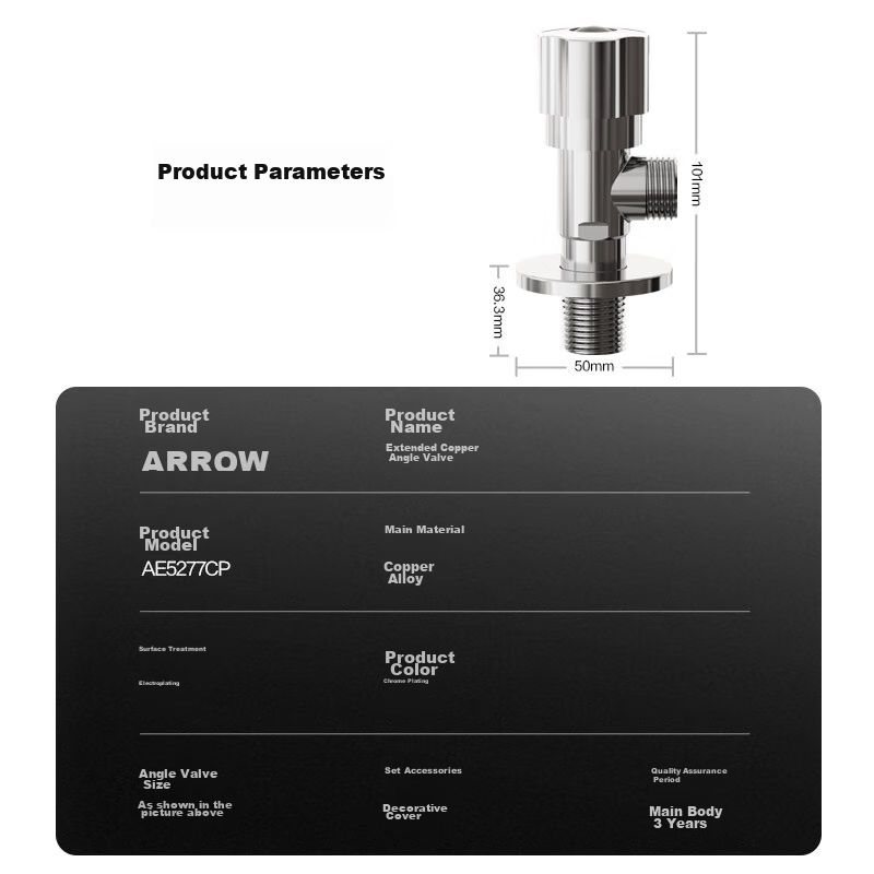 ARROW Bathroom Angle Valve for Hot And Cold Water, Dual-Use for Household Water Heater, 1/2 Inch Inlet Switch Triangular Valve AE5277CP