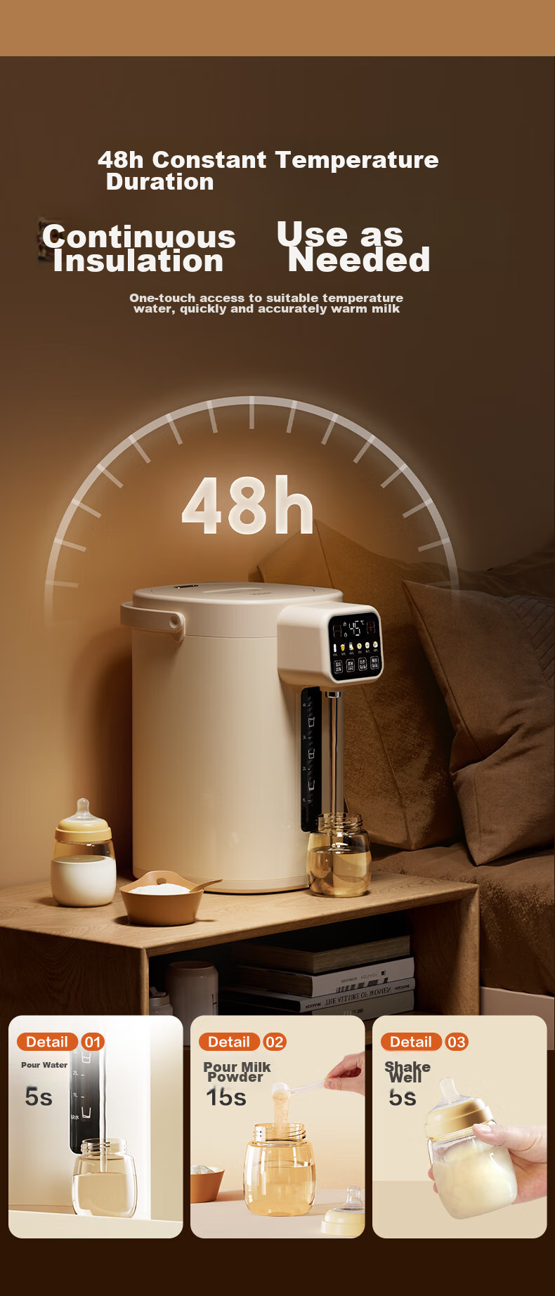 Haier Constant Temperature Kettle, Milk Powder Maker, Baby Formula Maker, 5L Large Capacity, Automatic Milk Dispenser, Intelligent Electric Hot Water Kettle with Temperature Control 10