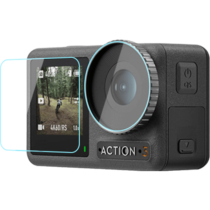 KYOTSU DJI OSMO ACTION 4/3 Universal Action Camera High-Definition Protective Film, Tempered Glass Film, Lens Protector + Front Screen Protector + Rear Screen Protector