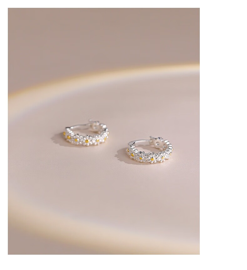 Dijing Wheat Ear Studs Women's 925 Silver Earrings Hoop High-End Elegant Ear Accessories Ear Clips Christmas Gift 12