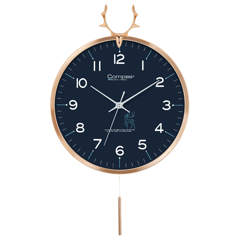Compas Wall Clock for Living Room, European Style Creative Clock, Bedroom Quartz Wall Clock C3245 Blue 36cm