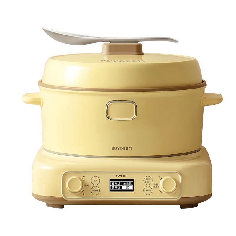 Buydeem Rice Cooker, Home Use IH Detachable Large Kitchen Electromagnetic Stove, Multifunctional Large Capacity Cooking Pot for Rice And Porridge, 24-Hour Reservation, 2-5 People, 3L, RD5731 Xiaoge Yellow