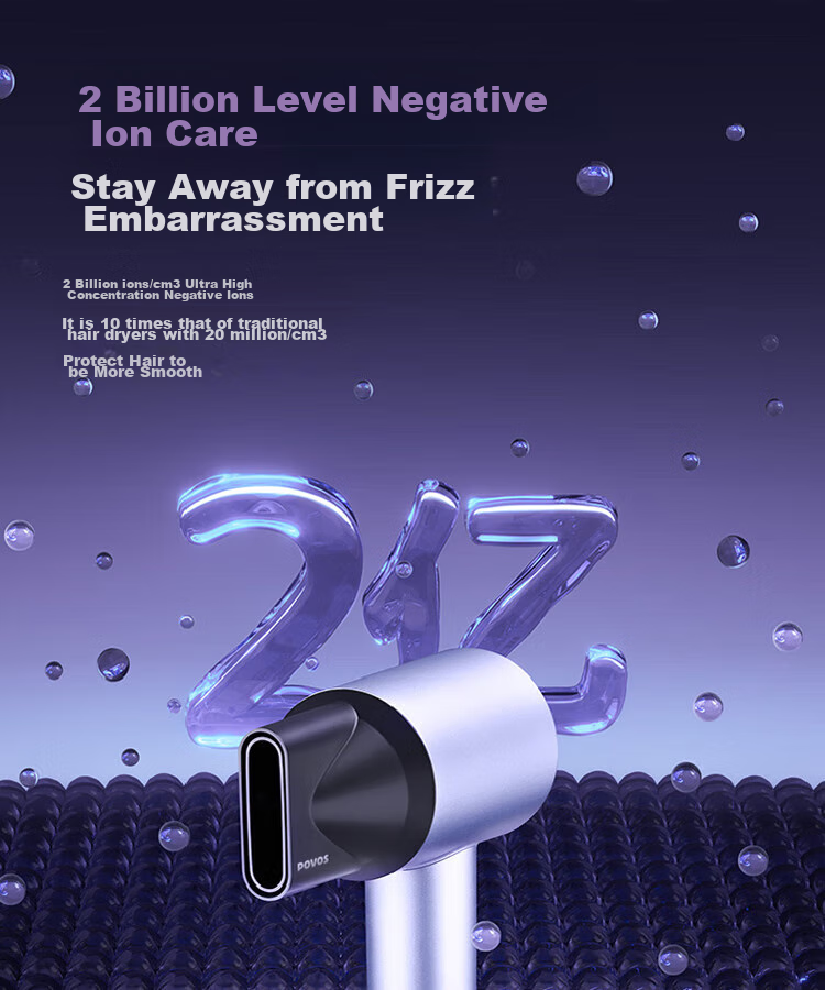 POVOS High-Speed Hair Dryer for Home Use, Negative Ion Hair Dryer, High-Power Quick-Drying Low-Noise PH9909 Amethyst Crystal Birthday Gift for Girlfriend Or Wife 5