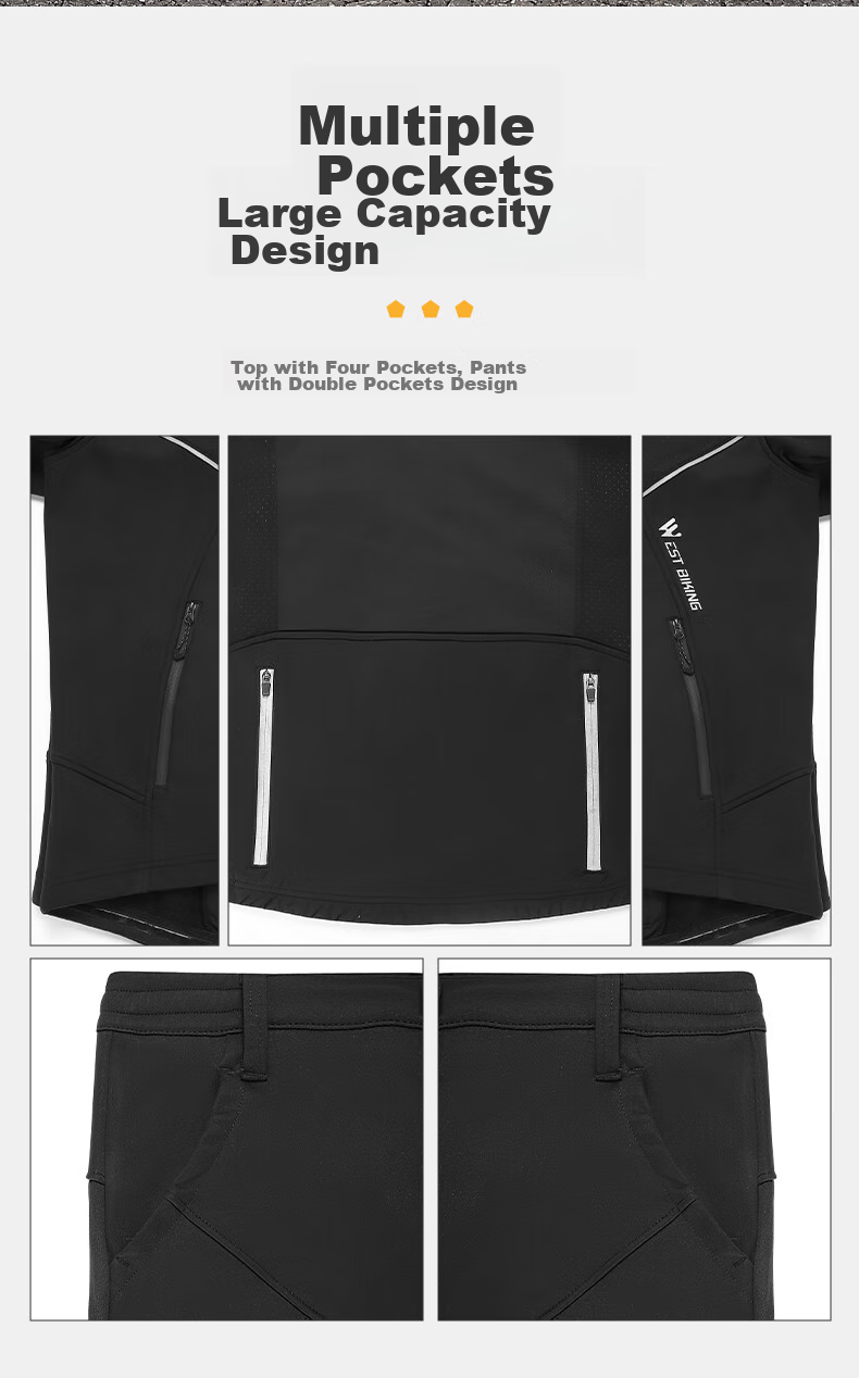 WestBiking WestBiking Autumn And Winter Bicycle Riding Jacket, Long-Sleeve Set, Warm Fleece-Lined Cycling Sportswear 11