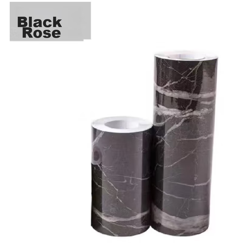 Yijuzhangning PVC Waterproof Self-Adhesive Baseboard, Kitchen Oil-Proof Sticker, Door Frame Sticker, 5m/roll * 2 Rolls, Black Loran Style