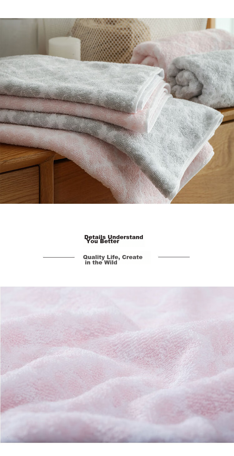UCHINO Love Letter Towel, Twisted Jacquard Pure Cotton Soft Absorbent Face Towel for Home Use, Adult Couple Towel, 2-Pack Pink + Gray 11
