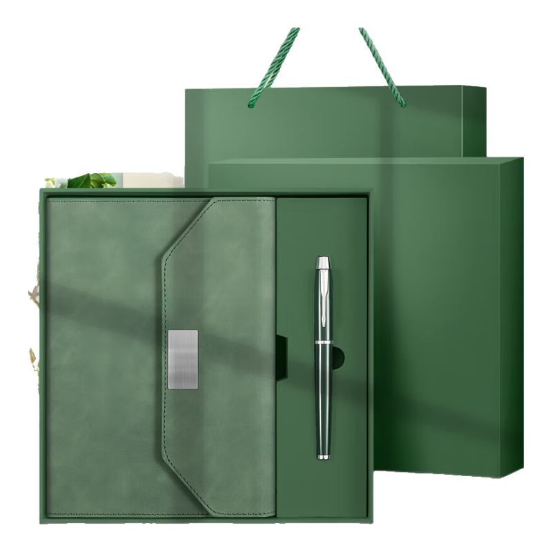 Jiaranheng Mid-Autumn Festival Gift Notebook, Stationery Set with Gift Box, High-Quality Design for Men And Women, Teachers, Office Supplies, Companion Gifts, Work Diary, Customizable Journal, Matcha Gree
