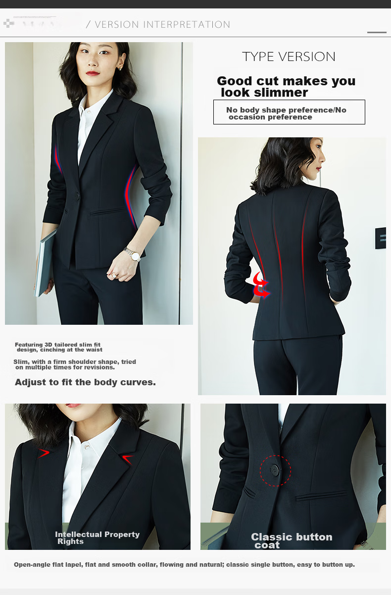 Quehou Spring And Autumn 2022 Fashion Casual Blazer Women's Professional Work Uniform Interview Formal Suit Jacket, Black, Size S 5