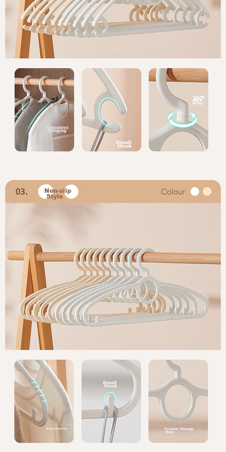 Ecoco Clothes Hangers for Home And Student Dormitory, Non-Slip, Seamless, with Fragrance Diffuser, Anti-Mite And Insect Repellent, Drying And Storage 11