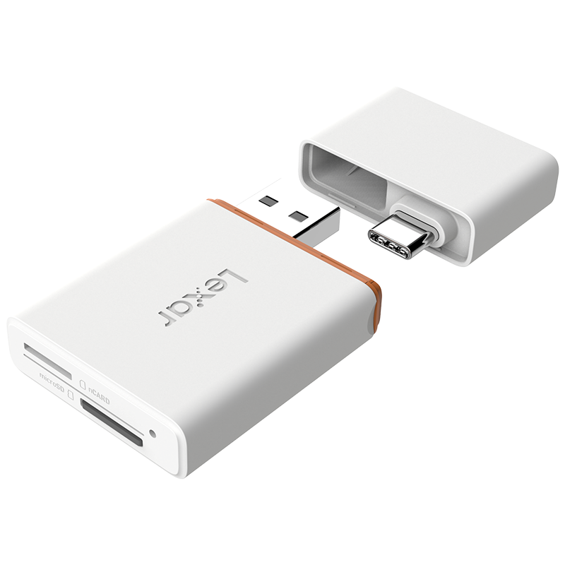 Lexar USB3.1 High-Speed Dual-Interface Card Reader, NM Card Reader, NM Card/TF Card, Multifunctional, Type-C, with Card Pin, Easy Data Transfer