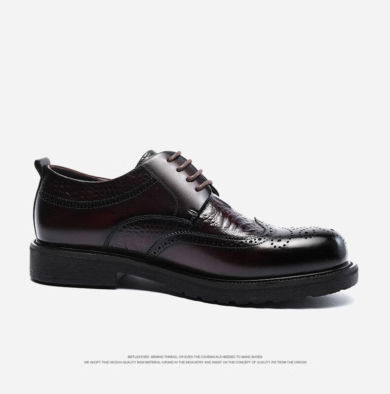 LAORENTOU Men's Leather Shoes, Business Formal Shoes, Brogue Carved Wedding Shoes, Top-Grain Leather High-End Executive Shoes, 200253 Black, Size 41 9