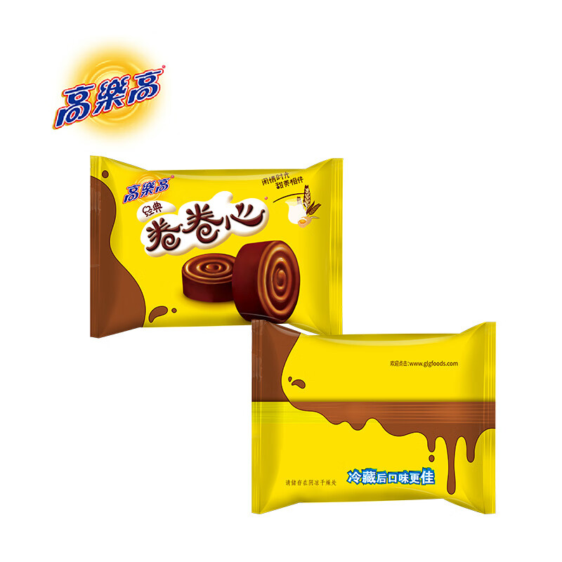 高乐高 卷卷心面包120g4枚巧克力牛奶味 瑞士卷夹心涂层蛋糕休闲零食
