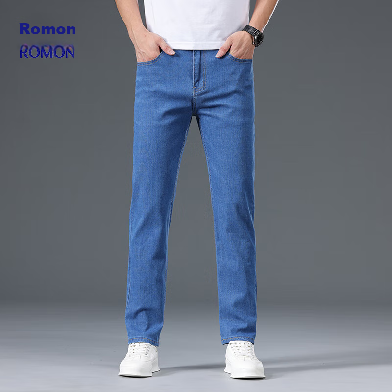 Джинсы ROMON мужские, осенние, хлопковые, эластичные, свободные, прямые, повседневные, спортивные, карго, арт. 807, светло-синие, размер 35
