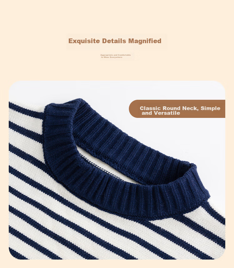 Baleno Children's Knitted Sweater, Autumn And Winter Style, for Older Kids, Korean-Style Striped Top, Boys And Girls Winter Wear, Warm Inner Layer Sweater 9