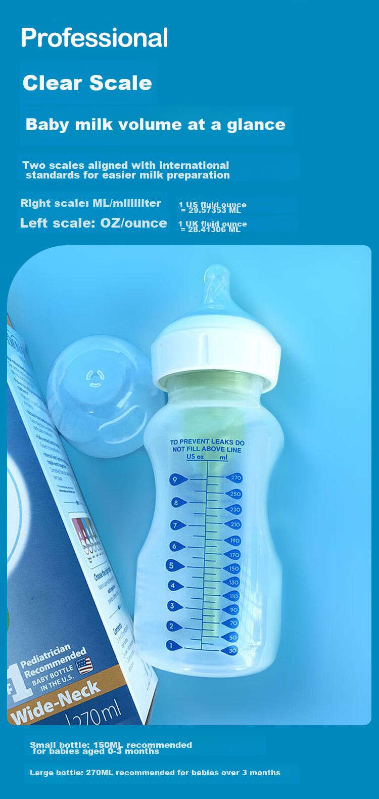 Bulangboshi PP Baby Bottle, Newborn Anti-Colic Bottle, 0-6 Months Growth Bottle, Wide Neck Bottle, 7-Piece Gift Box Set 11
