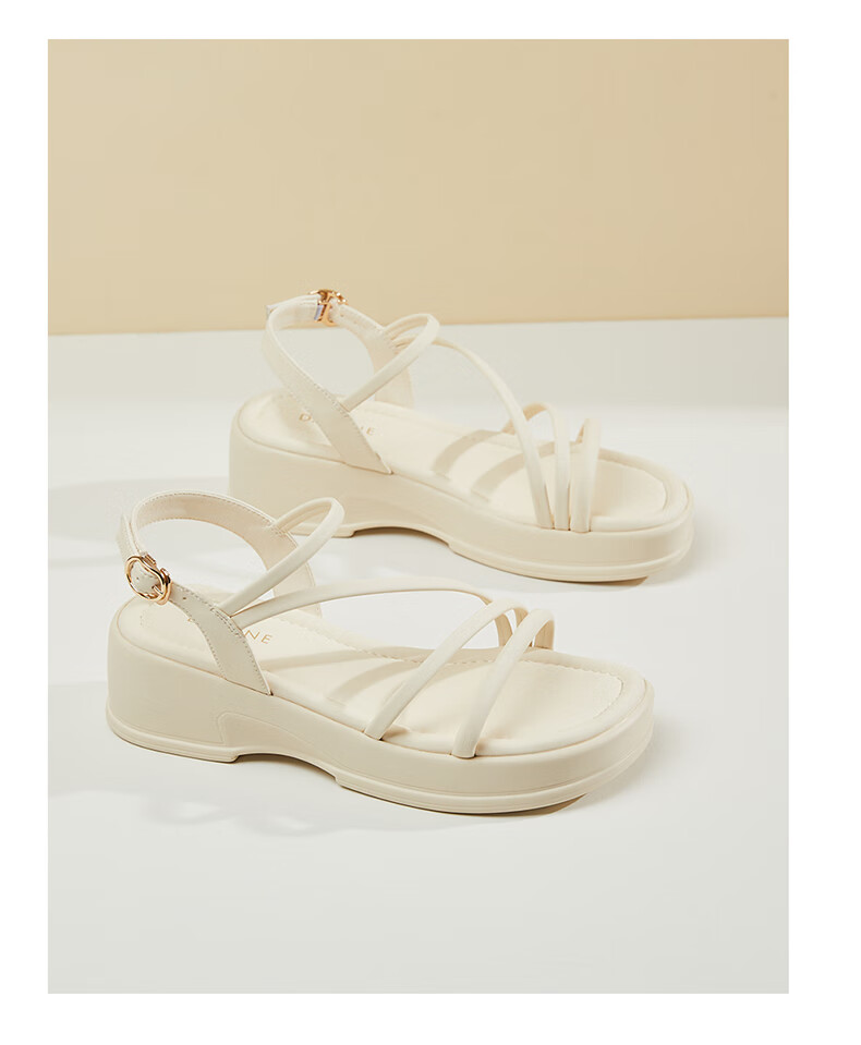 DAPHNE Fairy-Style Platform Sandals for Women, Wedge Beach Shoes with Ankle Strap Roman Sandals 4623303090 Black Size 36 17