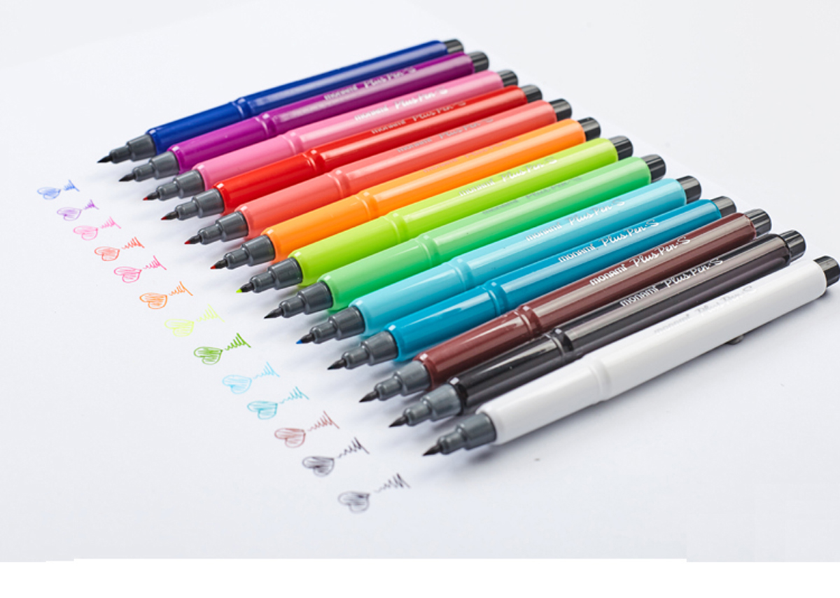 Monami Fiber Pen, Water-Based Outline Pen, Colored Gel Pen, Journal Pen, 0.4mm, 12-Color Set, 04031Z12, Watercolor Pe 1