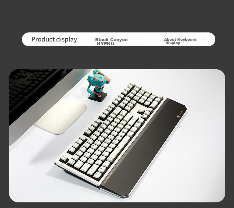 Hyeku X5 Pro Wireless Bluetooth Wired Tri-Mode Keyboard, Five-Port Hot-Swappable, 108 Keys, PBT Keycaps, Black Forest Mousse, Kailh BOX, Lava Gold Switches 23