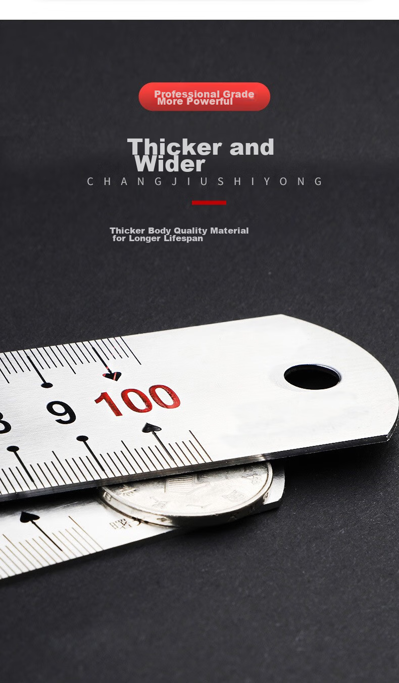 Tianshun Steel Straight Ruler, 50 Cm, Thickened Stainless Steel Ruler, for Woodworking, 0.1mm Precision, Measuring Tool 1