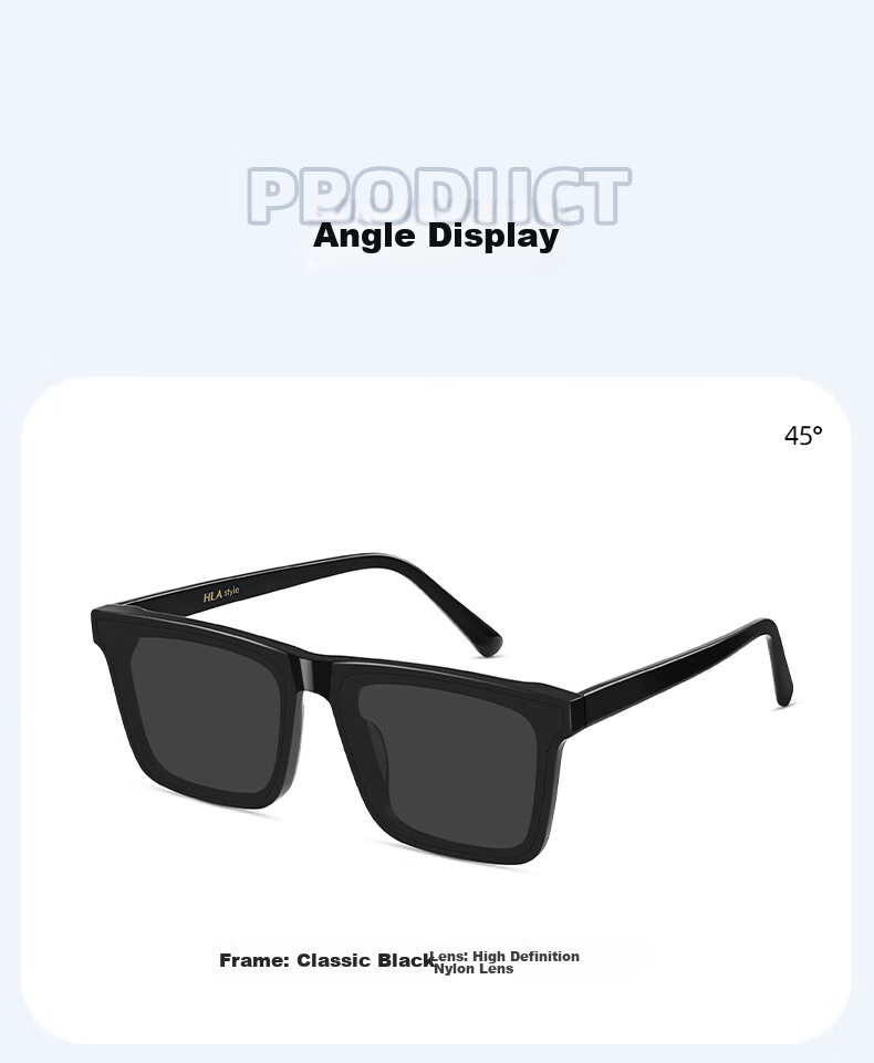 HLA Nylon Sunglasses, Black Square Frame Glasses for Men And Women, Trendy Driving UV Protection Sunglasses for Men, 027 11