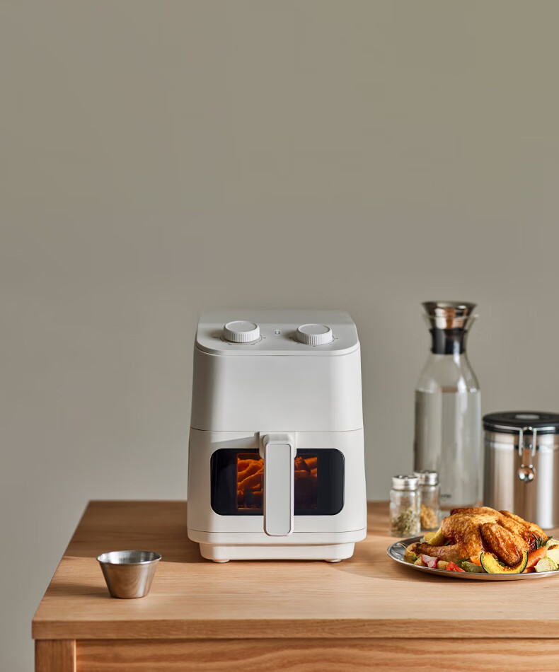 Olayks Instant Air Fryer 5L Large Capacity Multifunctional Electric Fryer with Flip-Free 3D Steam Roasting, Visible Window, 304 Stainless Steel Fully Automatic Electric Grill 8