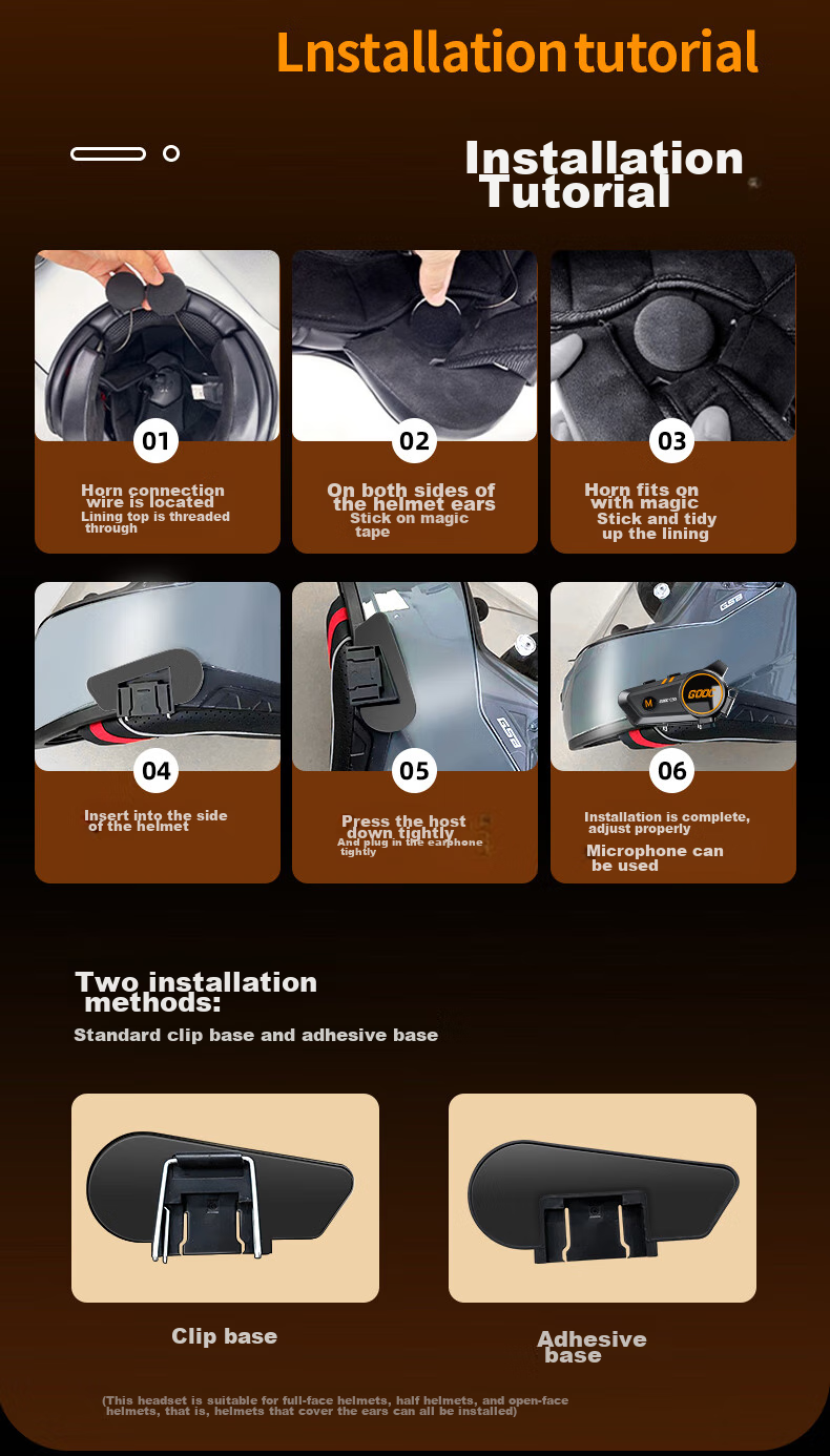 Hengjiang C50Pro Heavy Bass Motorcycle Helmet Bluetooth Headset, Waterproof Noise Reduction, Riding MESH Multi-Person Intercom Dedicated 16