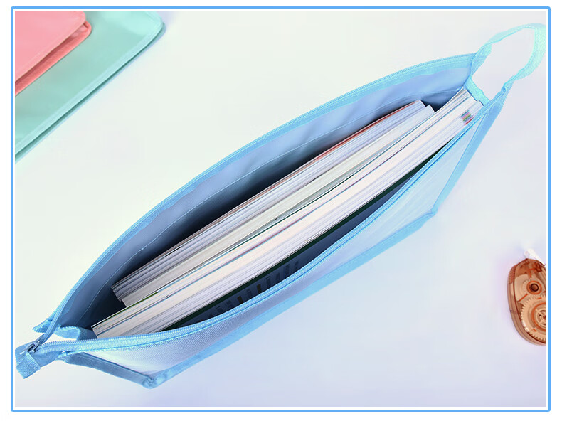 Bailiwen F6256 Blue-Green 3-Pack Subject Bags, Double-Layer 3D Zipper Pouches, School Bag, Homework Storage Bag, Exam Paper Bag, A4 Document Folder 7