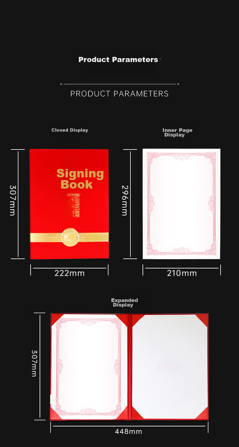 Befon Signing Ceremony Book, A4 Business Contract, Strategic Cooperation Agreement, Contract Document Folder, File Organizer, Office Supplies, Red, 4069 8