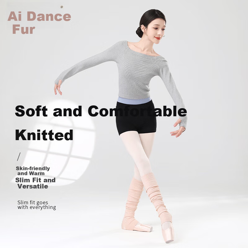 Aiwuge Adult Dance Sweater for Women, Ballet Practice Warm Outerwear, Cardigan Top, Gray, XL