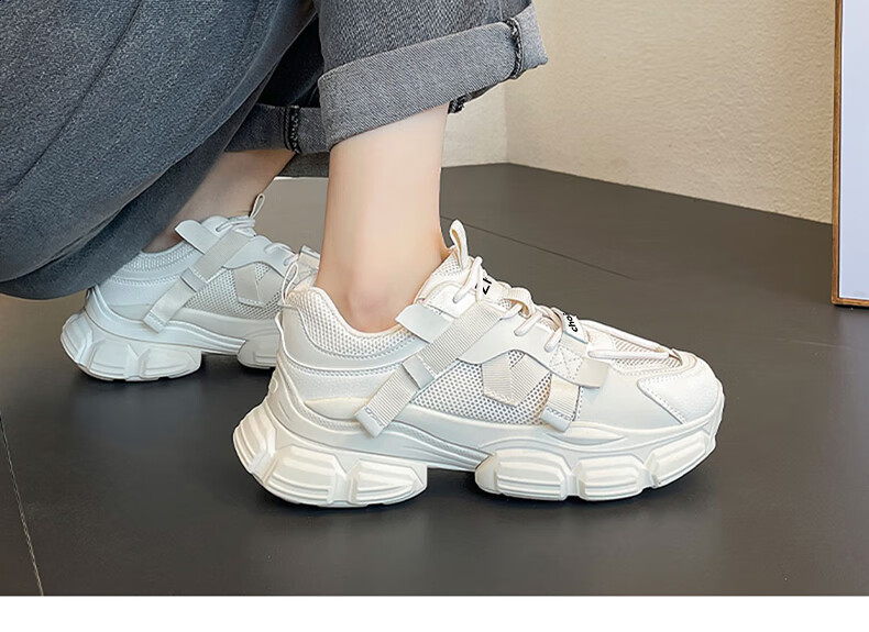 ZHR Dad Shoes for Women, Spring And Autumn Breathable Thick-Soled Heightening Casual Shoes, Fashionable Trendy Women's Shoes, G623, Dark Gray, Size 37 17
