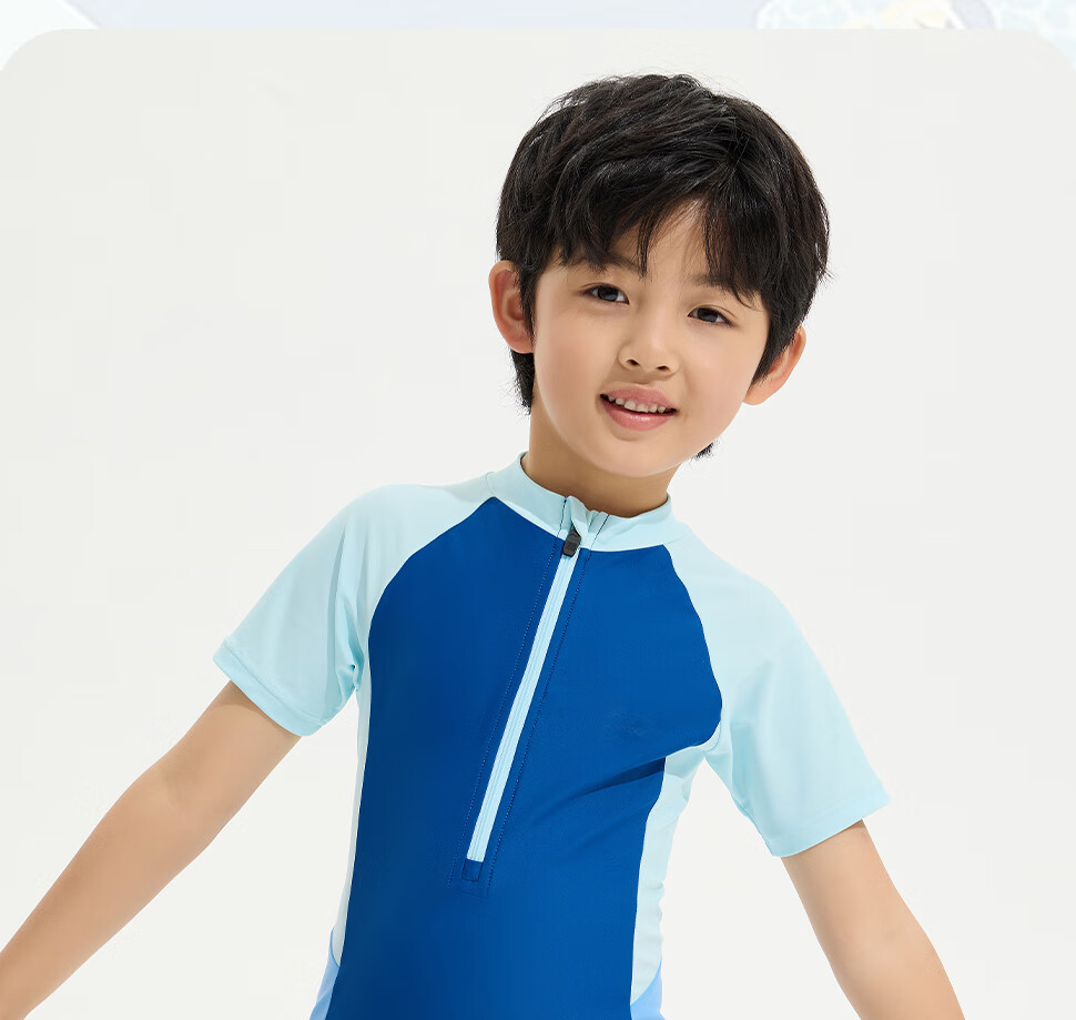 Li-Ning Children's Swimsuit, Boys' One-Piece Surfing Suit, Comfortable And Breathable, for Beach And Hot Springs, Swimwear 808, Navy Blue, Size 140 6