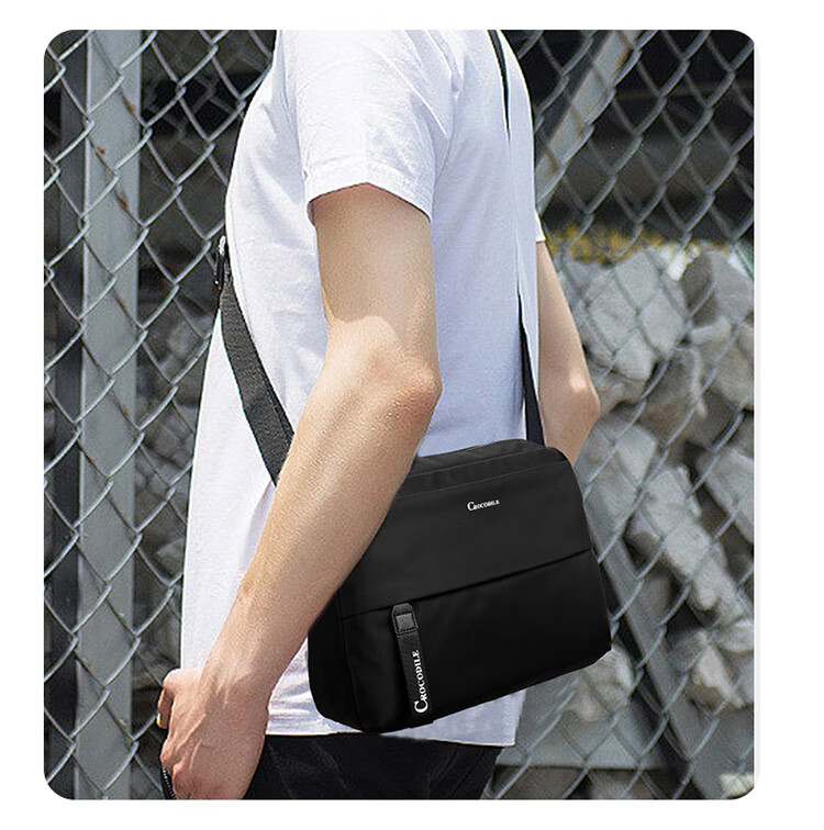 CROCODILE Fashion Handbag for Men, Simple Shoulder Bag, Lightweight Large Capacity Crossbody Bag, Birthday Gift B1937 Black 5