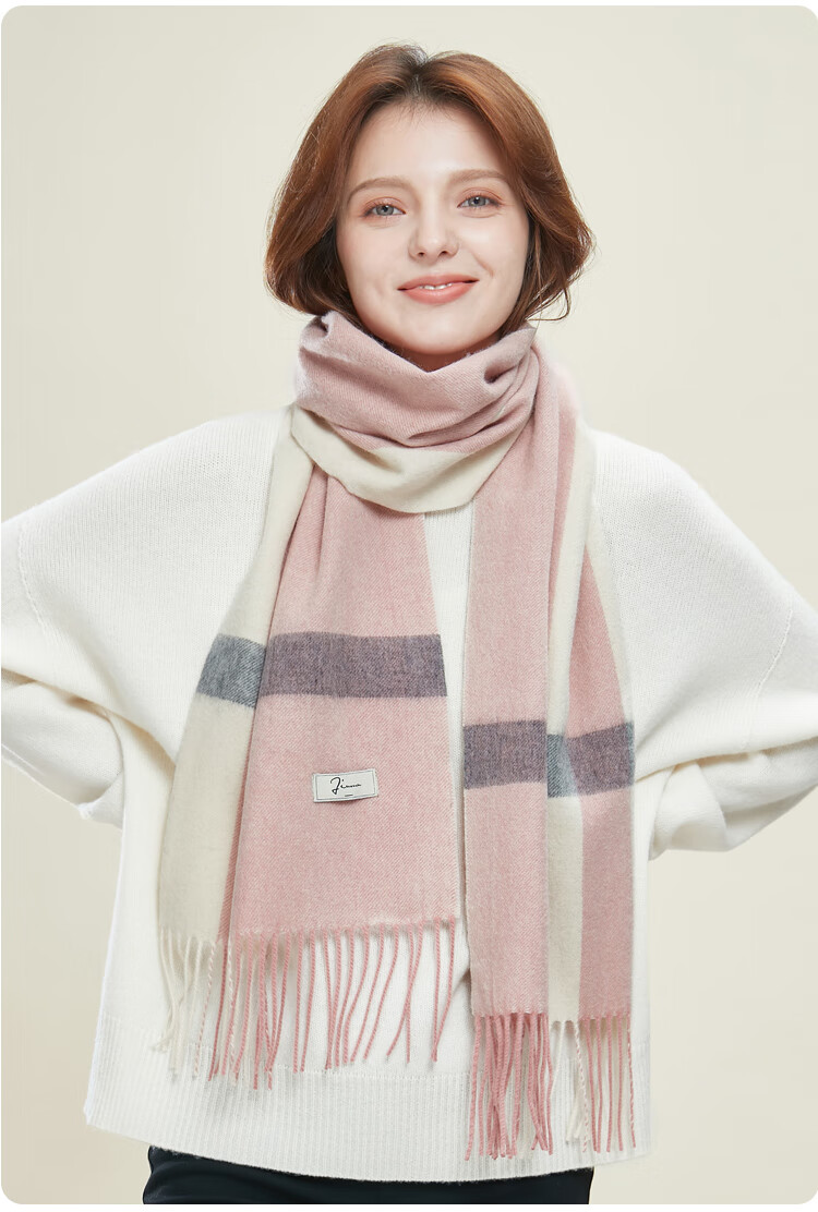 JIUMU Pure Wool Scarf for Women, Autumn And Winter Neck Warmer, Ladies' Warm Shawl, Gift for Women on Mid-Autumn Festival Or Birthday, Gift Box Packaging 27