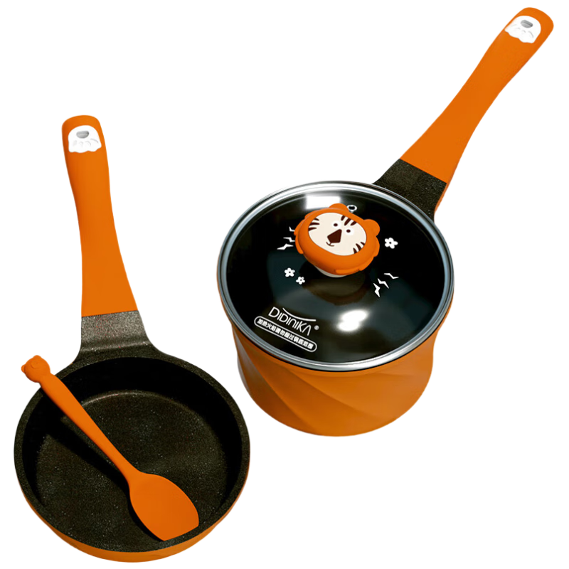 Didinika Non-Stick Baby Food Pot with Steaming, Cooking And Frying Functions for Infants 6 Months And Above, Orange Lion Series Combinatio