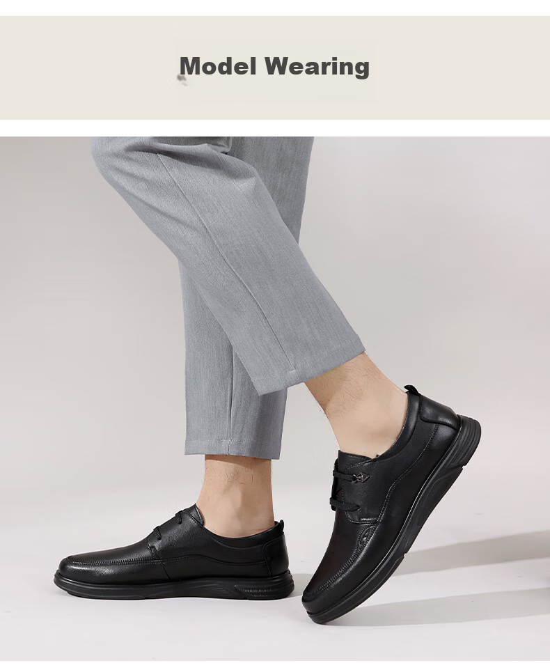 Qiangren Breathable Simple Business Leather Shoes, Soft Upper And Sole, Commuter Work Shoes for Men, JDA3512009, Black, Size 38 16