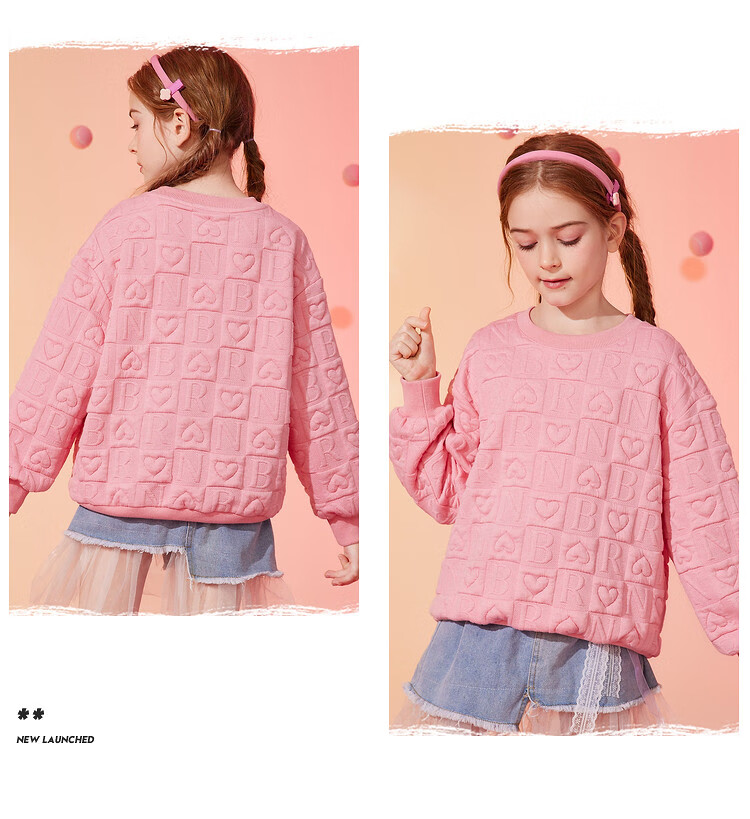 ASK JUNIOR Children's Clothing, Girls' Sweatshirt, Autumn Wear for Older Kids, Casual Fashion Printed Pullover Top, Pink, Size 160 15