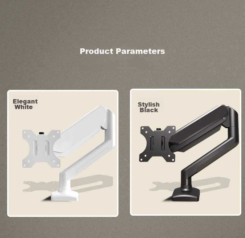 W&Q Monitor Arm, White Display Mechanical Arm, Desktop Computer Office Desk Riser Stand, No Drilling Required, Gas Lift Rotating VESA17-32 Inches 15