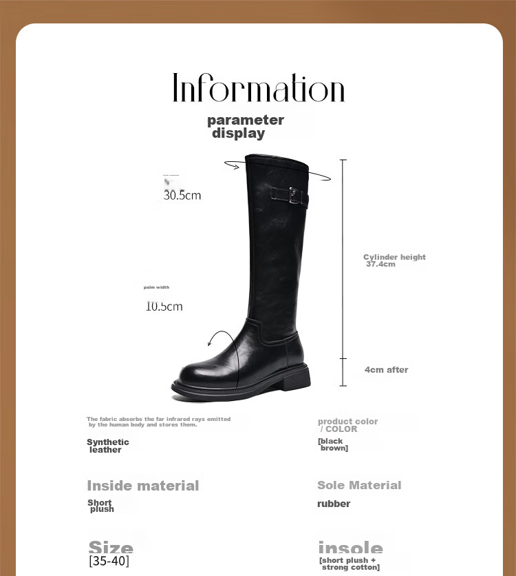 ZHR Tall Boots for Women, Winter Over-Knee Thick-Soled Riding Boots, Retro Western Style Travel Boots with Fleece Lining, BL323A Black, Size 38 7